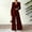Wine Red, variant on VIWORLD Office & Formal Elegant Wide Leg Jumpsuit - Cross V-Neck Long Sleeve Belted Pantsuit for Women Black，S