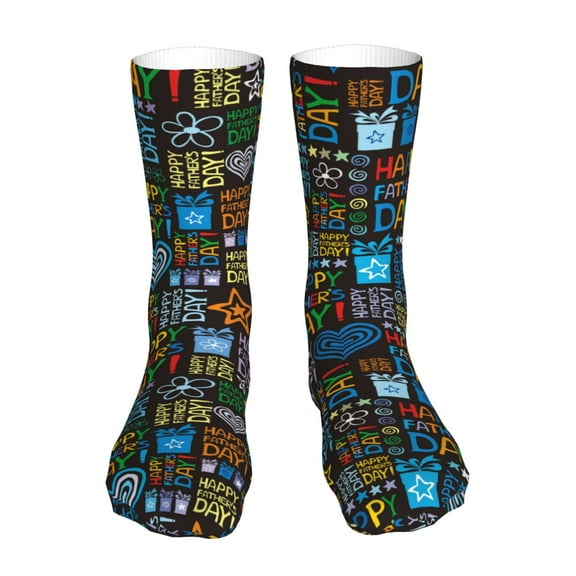Salouo Happy Father Day Pattern Fun Novelty Crew Socks,Casual Athletic Socks Neutral Socks
