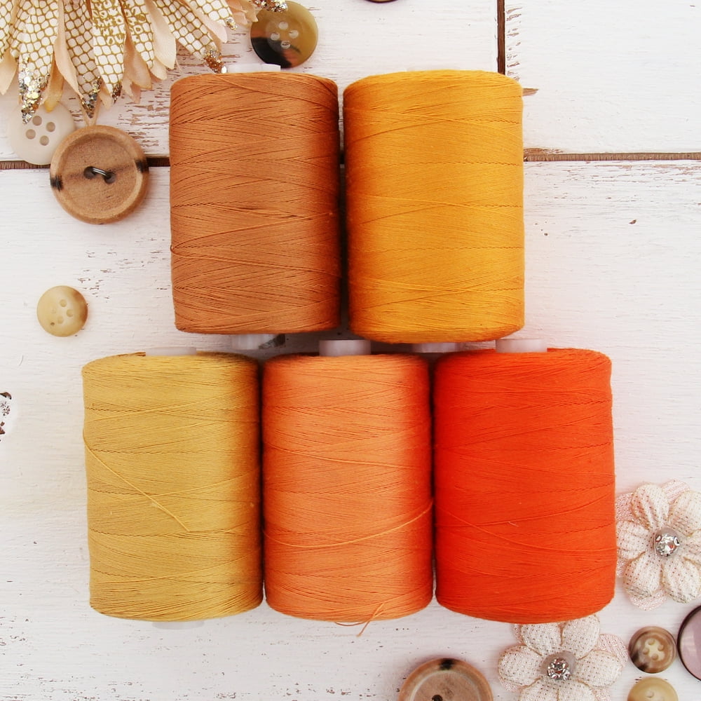 Threadart 100 Cotton Thread Set 5 Orange Tones 1000M (1100 Yards