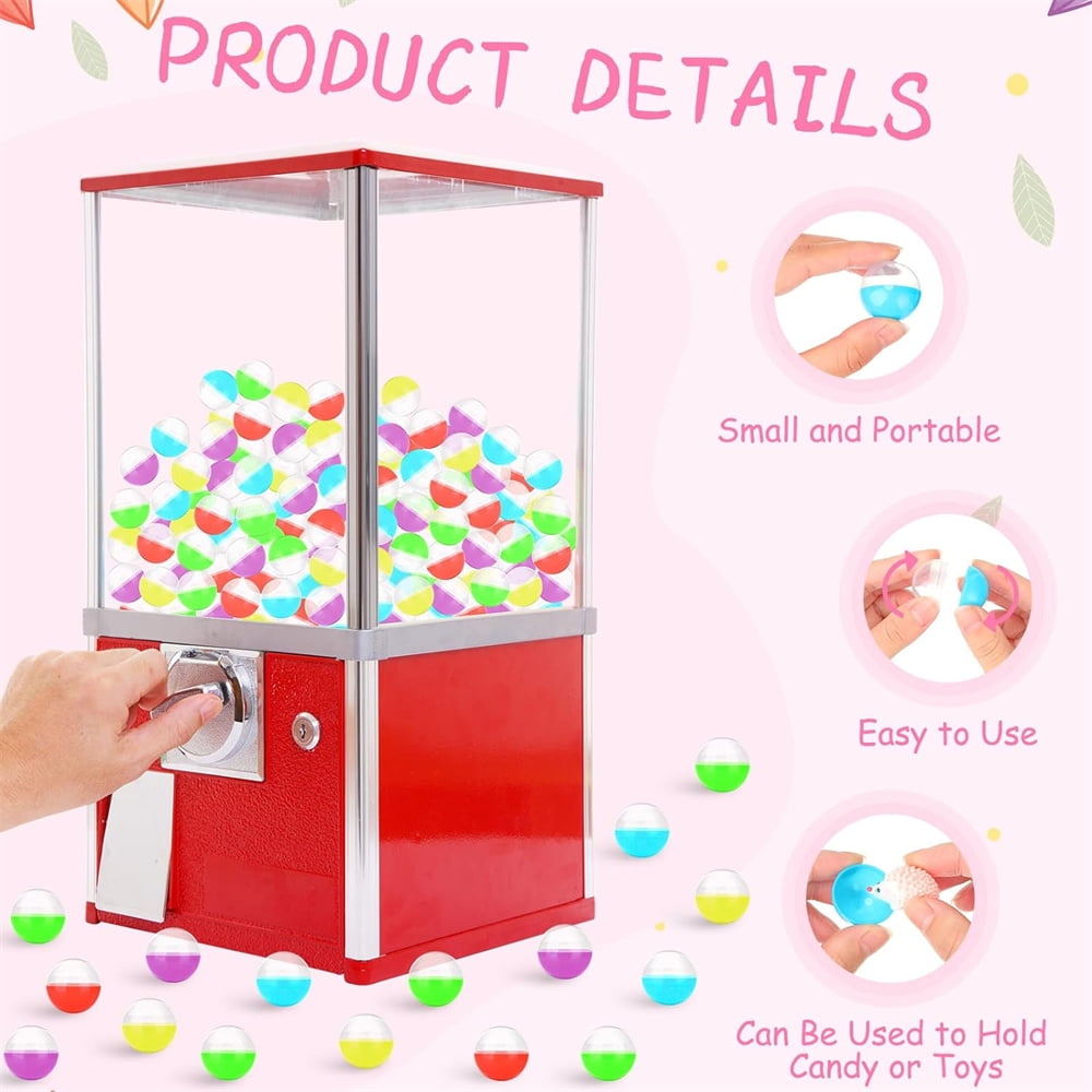 NOGIS 150 Pcs Vending Machine Capsules 1.3 Inch Gumball Machine Capsule Small Empty Toy Capsules Clear Colored Plastic Gumball Machine Containers for Toy Candy Party Favors