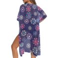thumbnail image 5 of HELLHERO Floral Pattern Deep Blue Background Bathing Suit Cover Up Long High Quality Fabrics Loose Long Kimono Swimsuit Cover Up, 5 of 6