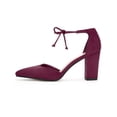 thumbnail image 6 of BLISSFUL STEP Women's High Block Heels Pointed Toe Ankle Strap Dress Shoes​ Burgundy 6.5, 6 of 8