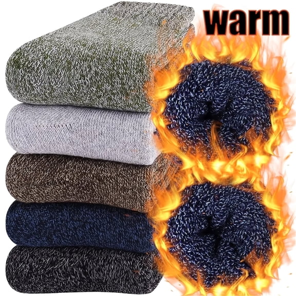 Pack of 5 Womens Wool Socks Winter Warm Thick Knit Soft Vintage Casual Crew Boot Socks Gifts