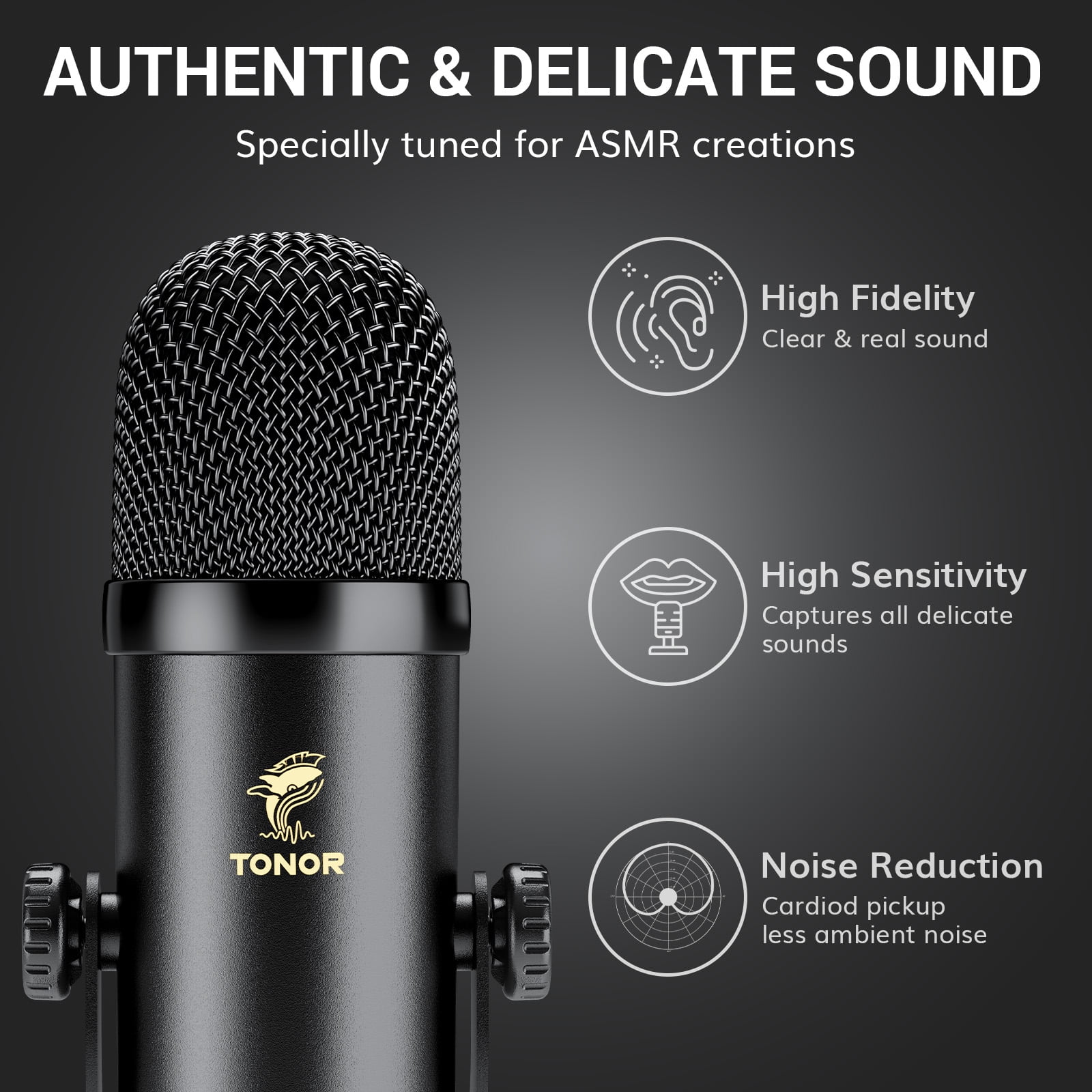 ASMR Microphone Equipment Bundle with Audio Interface, Immersive 3D Stereo Audio, Dual Condenser Mics with Audio Mixer, Clear Sound, Volume Control, with Furry Windscreens, Set for ASMR, Black