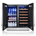 thumbnail image 5 of Ca'Lefort 30 inch Wine Beverage Refrigerator, Hold 80 Cans and 33 Bottles Dual Zone Wine Fridge with Stainless Steel French Door for Home, 5 of 16