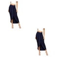 thumbnail image 3 of Minnieouse de mujer de poliéster de cintura alta Casual Irregular otoño Color sólido plisado hogar damas faldas ropa XS oscuro XS azul oscuro 2piezas, 3 of 6