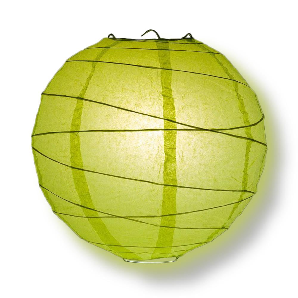 Quasimoon 12' Light Lime Green Round Paper Lantern, Crisscross Ribbing, Hanging Decoration by PaperLanternStore