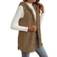 thumbnail image 3 of Fall Winter Women'S Double-Sided Fleece Casual Hooded Cardigan Vest Casual Oversized Warm Button Fleece Vest Brown M, 3 of 8