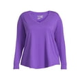 thumbnail image 5 of Terra & Sky Women's Plus Size V-Neck Tee with Long Sleeves, 5 of 5