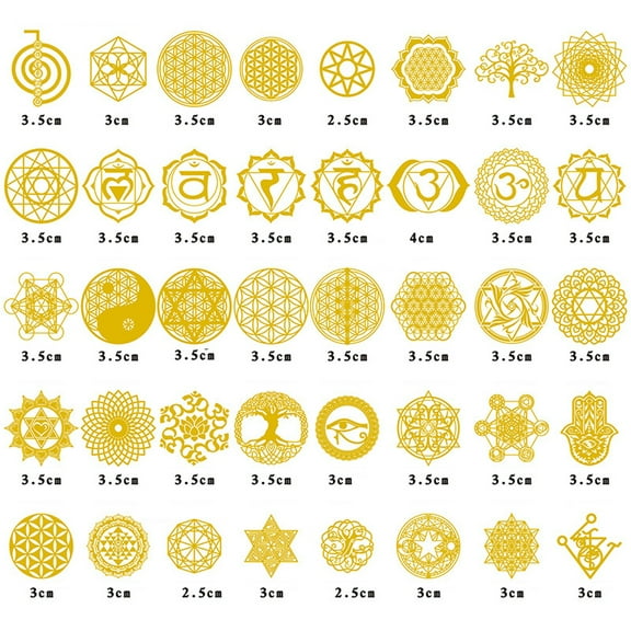 MANNYA 40Pcs Flower of Life Stickers Self Adhesive Stickers Geometry Orgone Pyramid Sticker Energy Tower Material for Scrapbook