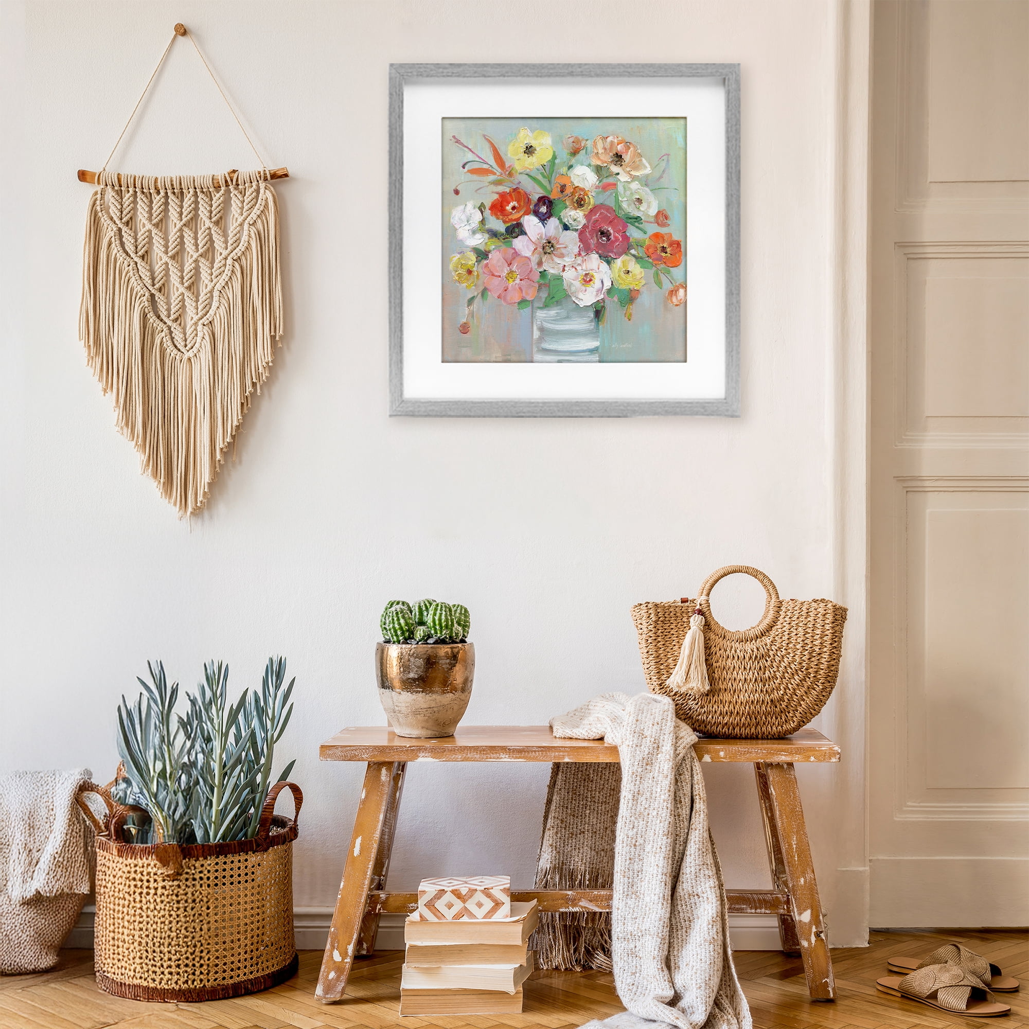 Stupell Industries Energetic Blossom Bouquet Gray Framed Print Under Glass, design by Sally Swatland
