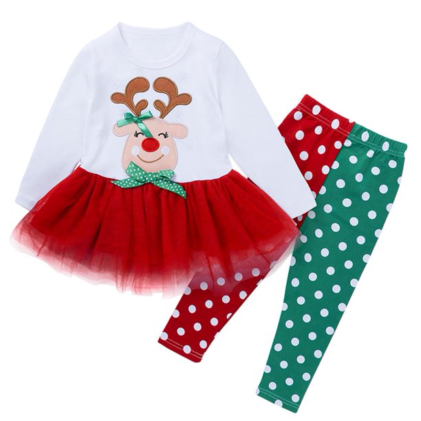 Conjuntos de ropa de Navidad de costura de manga larga para niños pequeños y niñas (12-24M) Tmvgtek Para estrenar