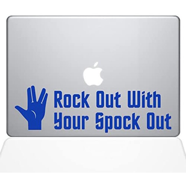 The Decal Guru Rock Out with Spock Decal Vinyl Sticker, 11" MacBook Air, Dark Blue (1348-MAC-11A-DB)