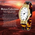 thumbnail image 4 of Blekon Collections Women's Round, Oval, Rectangle Case Shapes Acrylic Tortoise Shell Color Design Cuff Bangle Watch, 4 of 7