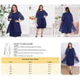 thumbnail image 2 of Agnes Orinda Women's Plus Size Cocktail Dresses Sequin Mesh Cape Overlay Crew Neck Wedding Guest Foral Midi Pencil Bodycon Dress 1X Navy Blue, 2 of 7