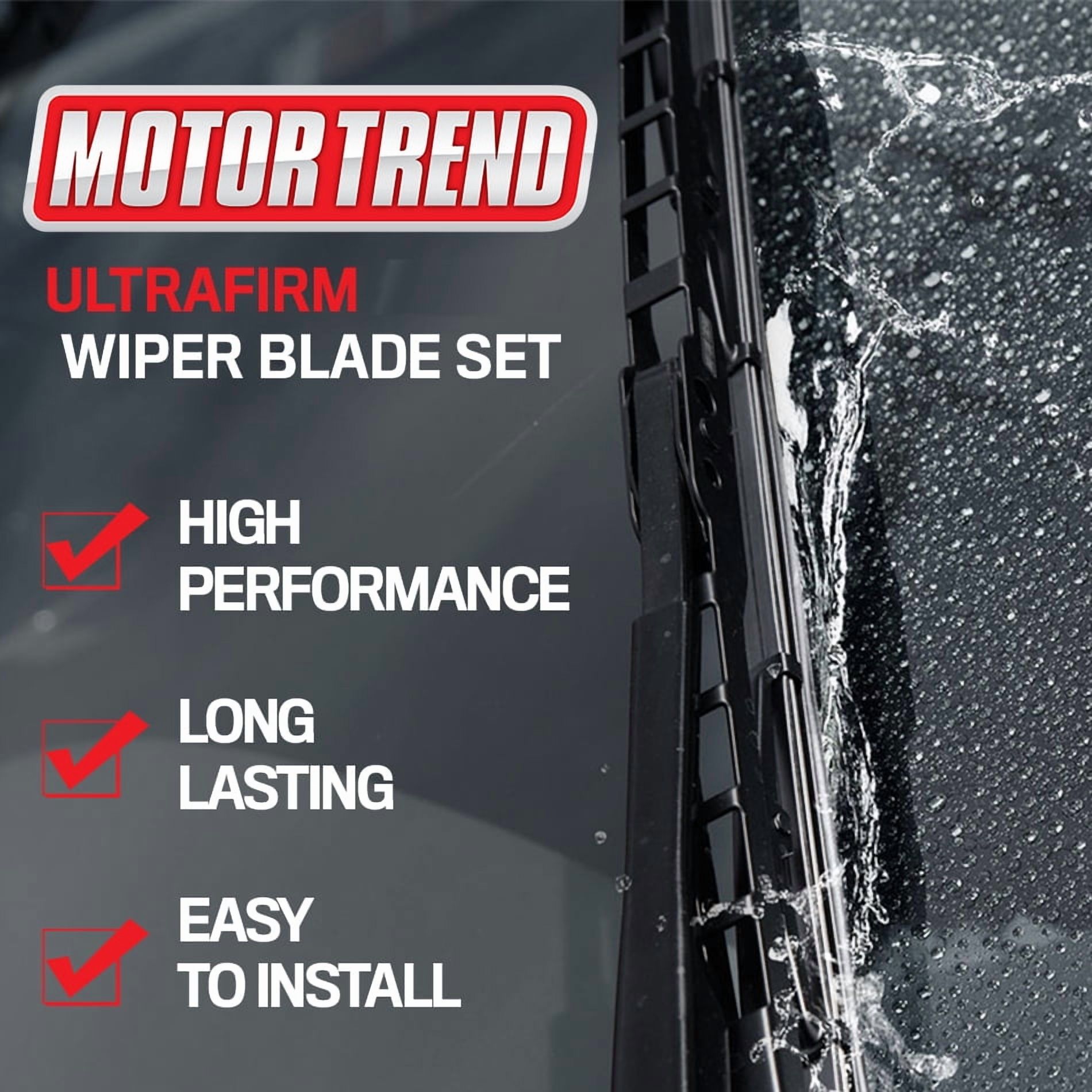 Motor Trend Ultrafirm Replacement Windshield Wiper Blades - Advanced Crystal-Clear Streak-Free Premium Blade Design - All Season, All Weather (16 + 26 Inch (2 Pack))