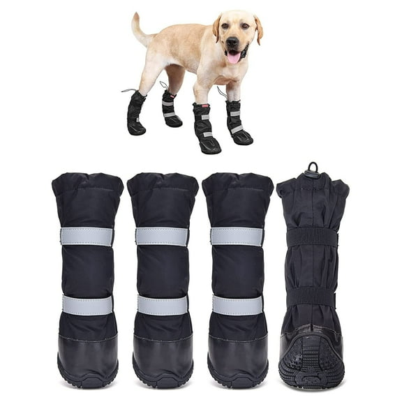 Dog Long Tube Shoes Waterproof and Snowproof Medium and Large Dog Shoes General Rain Boots (Black,XL)