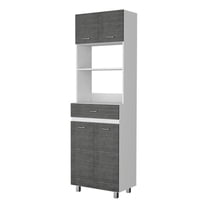 Pemberly Row Engineered Wood Microwave Pantry Cabinet in Smokey Oak/White
