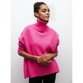 thumbnail image 3 of Women'S High Neck Sweaters Loose Fit Fall Winter Pullover Jumper Tops Rose Red M, 3 of 8