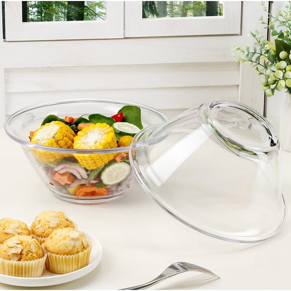 7 inch Glass Serving Bowls Set of 2, Tempered Glass, Trapezoid, Easy to Handle, 50 oz