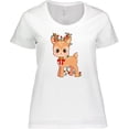 thumbnail image 3 of Inktastic Cute Christmas Reindeer with Christmas Lights Women's Plus Size T-Shirt, 3 of 5