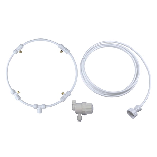 Kit de Ventilador Nebulizador para Exteriores, Anillo Rociador de 40 Cm, Tubo de 300 Cm, Nebulizador de Agua Refrescante, Brisa de Patio, Sistema de Rociado de 4 Boquillas, Fácil Instalación, Ecológi