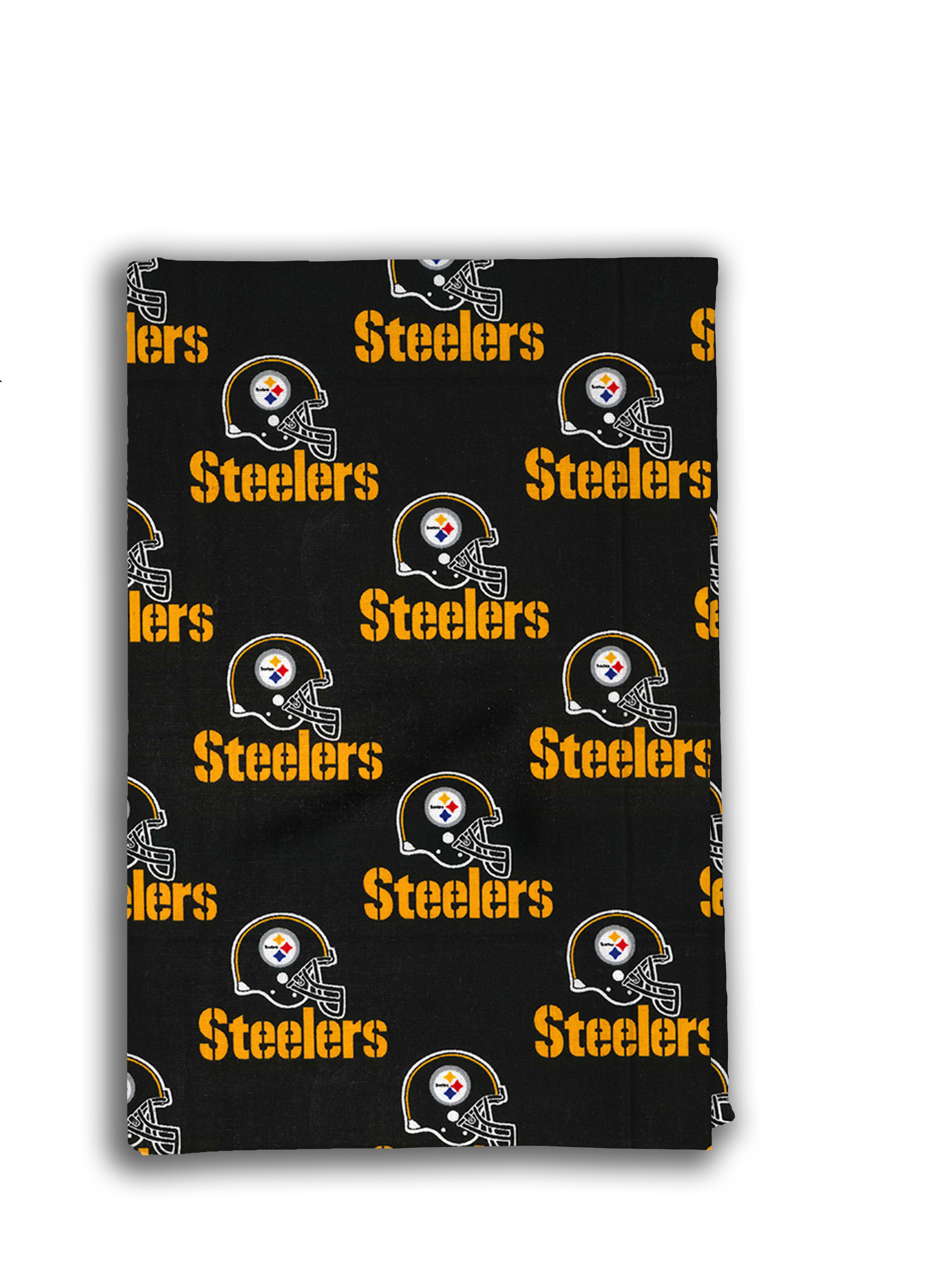 Pittsburgh Steelers Cotton Fabric Black Background 14 Yard 9 x 54 Perfect for Face Masks