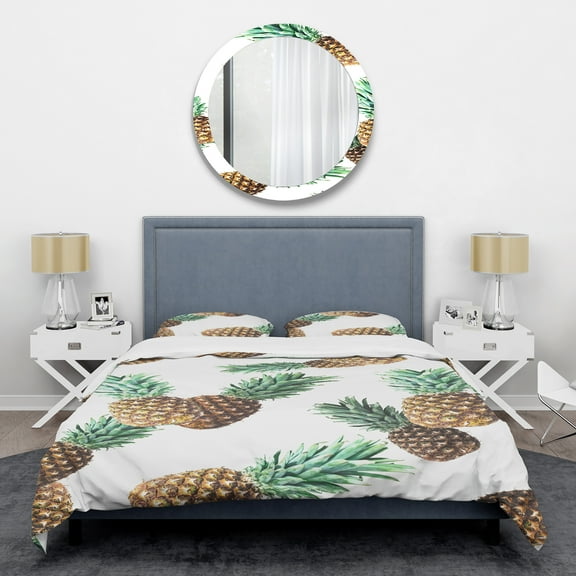 Designart 'Pineapple Summer Bliss V' Mid-Century Modern Duvet Cover Set