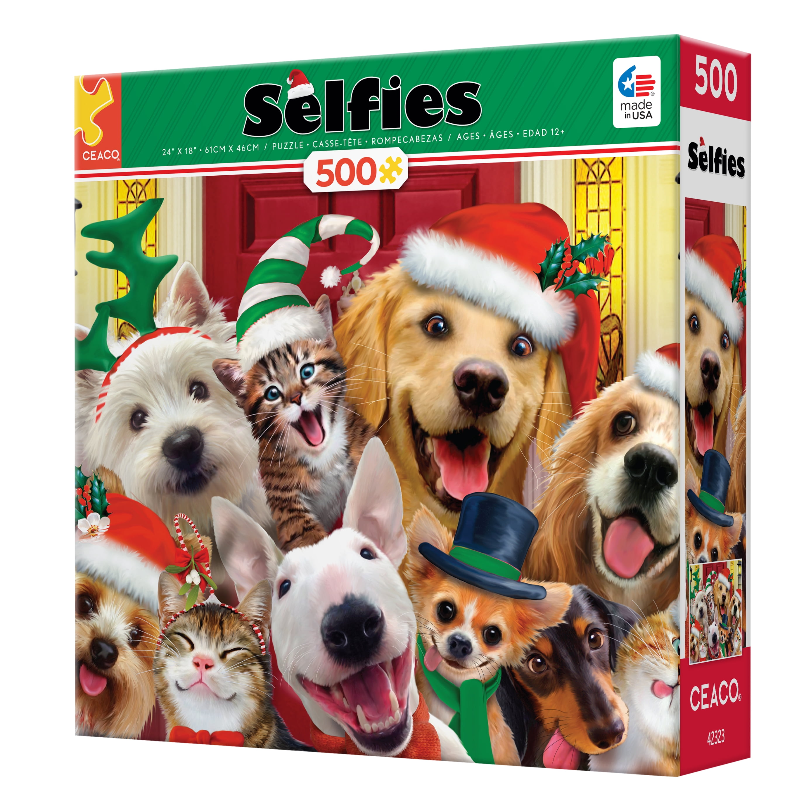 Ceaco Holiday Dogs Selfies (Howard Robins) 500 Piece Interlocking Jigsaw Puzzle