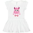 thumbnail image 3 of Inktastic Cute Monster, Smiling Monster, Pink Monster, Horns Girls Toddler Dress, 3 of 5