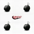 thumbnail image 2 of 2 Inch Black Metal Hood Twin Wheel Caster Nylon Wheels 5/16 Thread Stem Set of 4, 2 of 2