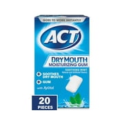 ACT Dry Mouth Moisturizing Gum, Sugar-Free Soothing Mint, 20 ea (Pack of 3)