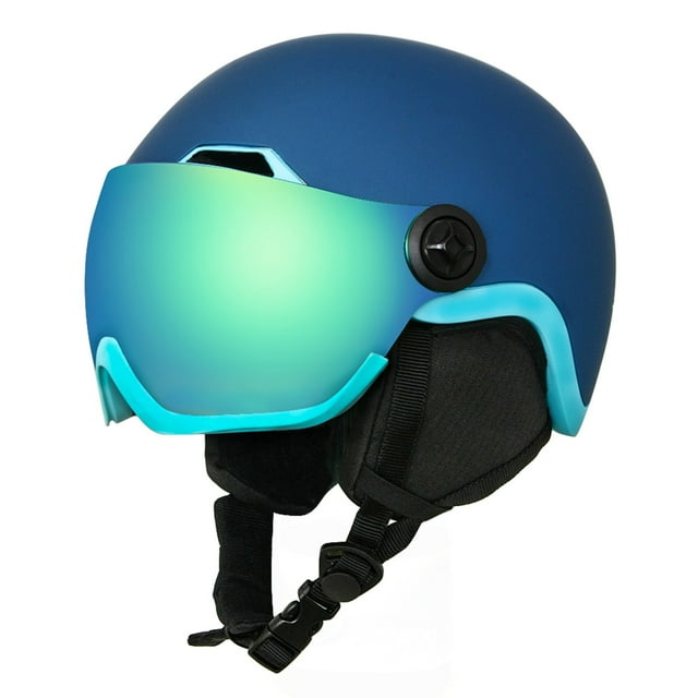 EnzoDate Esquí Cascos de Nieve con Gafas Integradas Escudo 2 en 1 Casco de Snowboard Máscara Desmontable Lente de Mejora Luz Amarilla Intercambiable