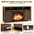 thumbnail image 4 of SESSLIFE 58" Fireplace TV Stand for TVs up to 65", Farmhouse Entertainment Center with Electric Fireplace, Sliding Barn Doors and Storage Cabinets, Walnut, 4 of 8