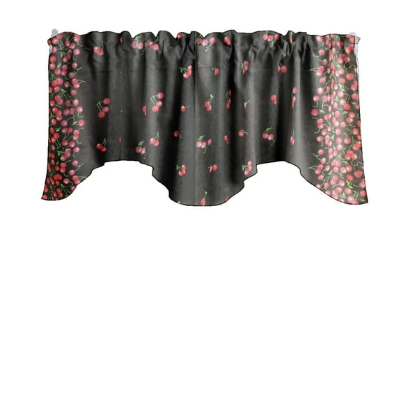 Scalloped Valance Cotton Cherry Border Print 58" Wide / 20" Tall