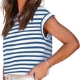thumbnail image 3 of Women Short Sleeve Striped Cropped T-Shirts Dolman Sleeve Crop Tops, 3 of 5