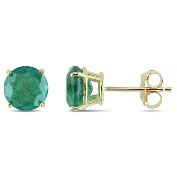 Everly Women's 1 5/8ct TGW Emerald 10k Yellow Gold Solitaire Stud Earrings