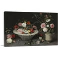 thumbnail image 1 of ARTCANVAS Still Life Of Roses And Other Flowers In a Bowl And a Vase Canvas Art Print by Jan Brueghel The Elder - Size: 40" x 26" (1.50" Deep), 1 of 9