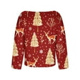 thumbnail image 6 of FDGIU Women's Christmas Long Sleeve T-Shirt - Lightweight Christmas Tree Graphic Top, Snowflake Sequined Blouse, Xmas Vacation Casual Sweatshirt, 6 of 6