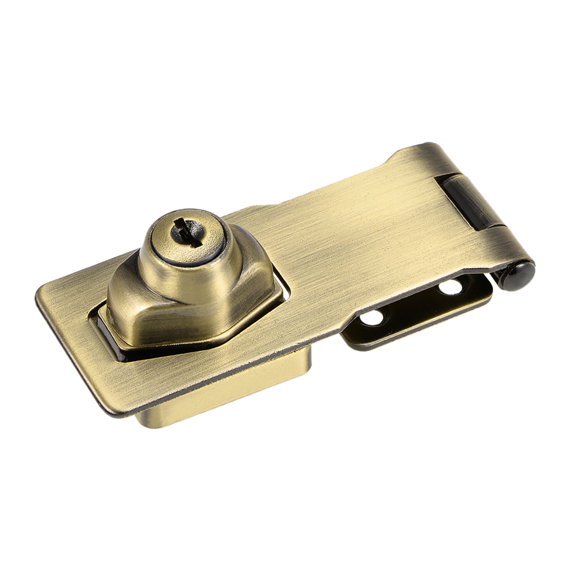 uxcell 4-inch Keyed Hasp Locks Zinc Alloy Twist Knob Keyed Locking Hasp W Screws for Door Cabinet Keyed Alike Bronze Tone 2Pcs