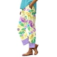 thumbnail image 3 of Women's Casual Pants Women Summer Elastic Waist Crop Pants Plus Size Straight Leg Slack Casual Trouser With Pocket,White Women's Casual Pants XXXL, 3 of 3