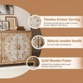 thumbnail image 5 of GDF Studio 60" Vintage Wood Accent Cabinet, 4-Door Two-Tone Carved Buffet Pantry Chest, Antique Natural & White, 5 of 10