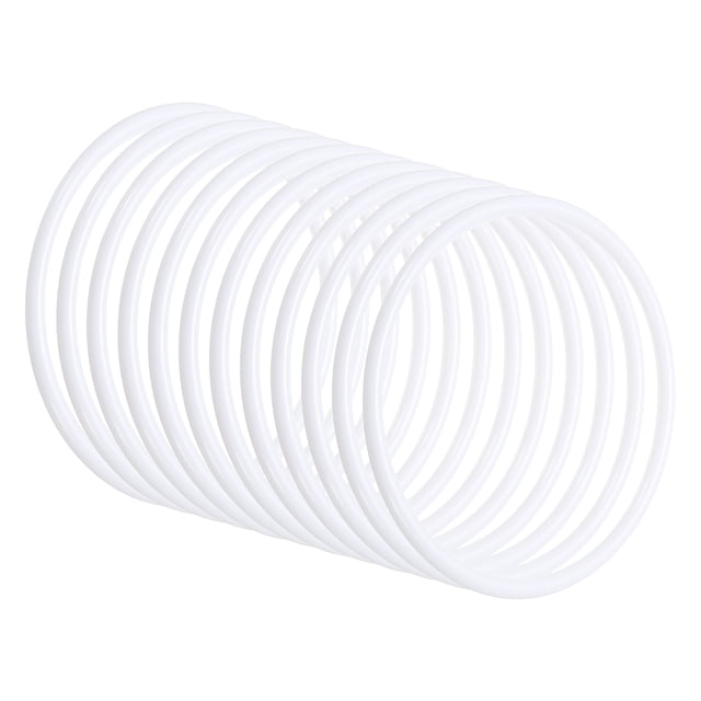 Unique Bargains 4 Inch Dream Catcher Rings, 12 Pcs Plastic Macrame Wreath Floral Round Ring Hoop, White