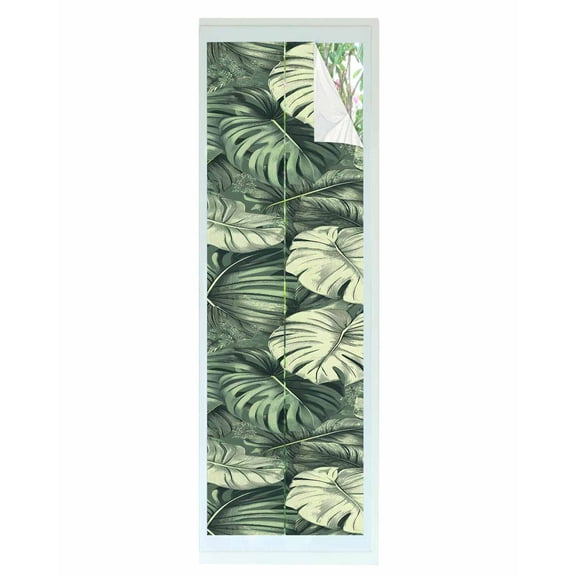 Window Privacy Film Palm Leaves Stained Glass Window Film Decorative Sun Block Window Cover Country Summer Botanical Tropical Plants Window Clings Static Adhesive Sticker for Bathroom 23.6"x78.7"