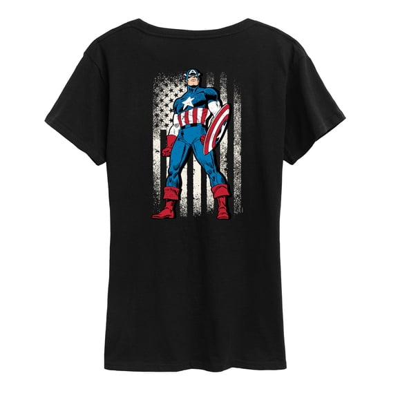 Marvel Captain America - Retro Distressed Flag - Women's Short Sleeve Graphic T-Shirt