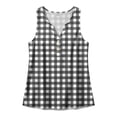 thumbnail image 3 of HappyYEE Women’s Plaid Tank Tops Sleeveless V-Neck Tops with Button Decor Summer Loose Basic Camisole Casual Daily Wear ,Gray,M, 3 of 6