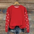thumbnail image 2 of Womens Christmas Sweatshirt Round Neck Long Sleeve Xmas Graphic Fashion Casual Loose Fit Pullover Tops (M, Red), 2 of 4