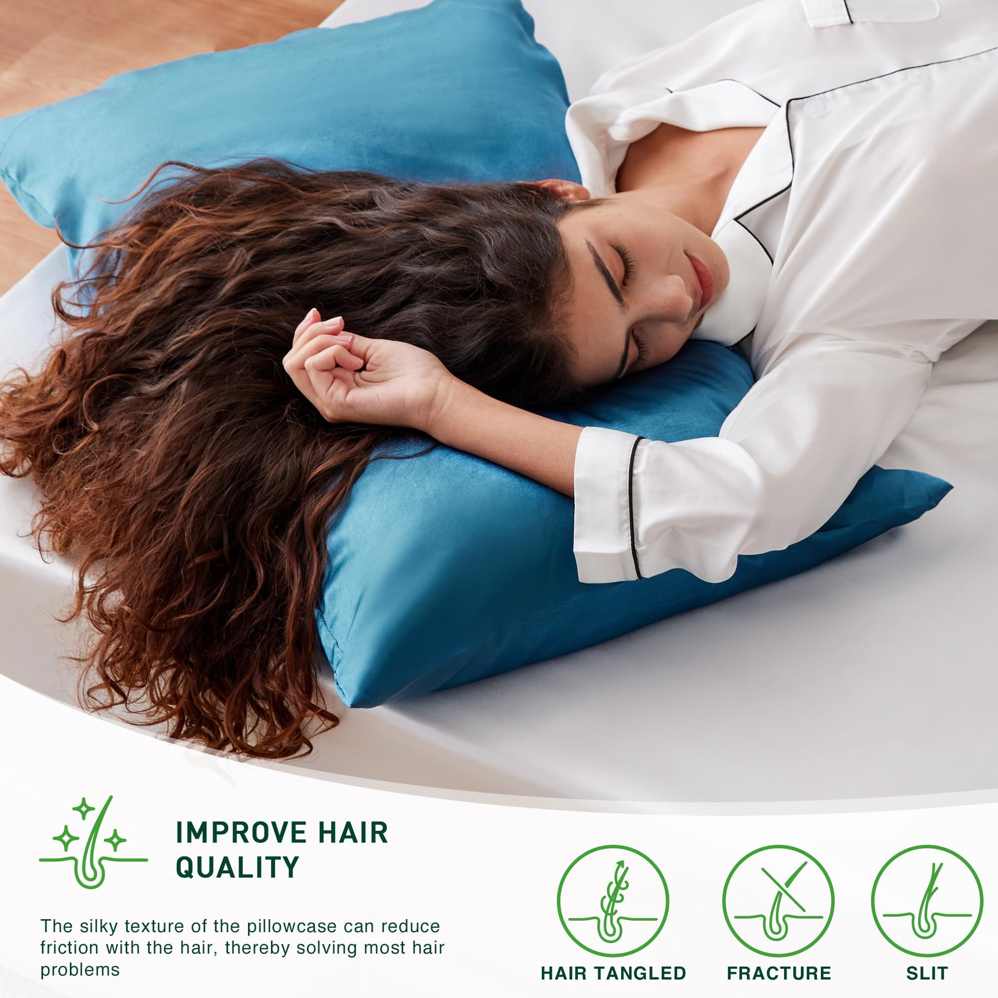 LOUDKS Satin Pillowcase Set of 2 Queen Size 20x30, Cooling Pillow Covers for Hair and Skin, Silky Smooth with Envelope Closure, Similar to Silk, White