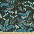 thumbnail image 2 of Ambesonne Birds and Nature Fabric by the Yard Upholstery, Exotic Leaves Boho, 1 Yard, Petrol Blue Umber Teal, 2 of 5
