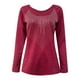thumbnail image 4 of Blusa holgada informal de manga larga con cuello en V y color liso para mujer a la moda Pompotops  gfhjh11999, 4 of 5